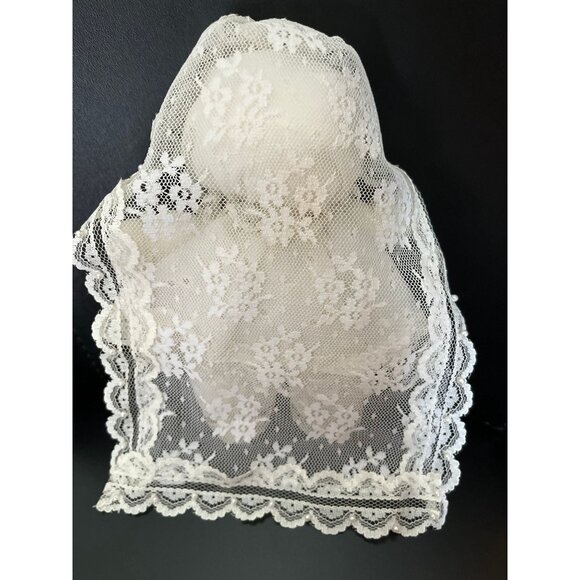 Vtg Handmade Little Girl Wedding Dress Doll With Long Lace Train And Pearl Beads - Picture 7 of 10